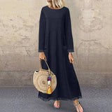 Casual Lace Fleece Sweatshirt Maxi Dress