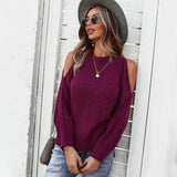 Off The Shoulder Solid Pullover Sweaters