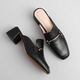 Chunky Leather Loafer Mules