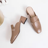 Chunky Leather Loafer Mules