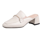 Chunky Leather Loafer Mules
