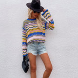 Round Neck Colorful Fashion Loose Sweater Jumpers