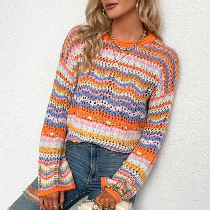 Round Neck Colorful Fashion Loose Sweater Jumpers