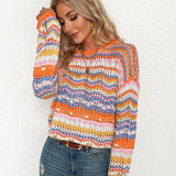 Knit Crochet Long Sleeve Knit Top