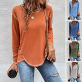 Solid Button Irregular T-Shirt