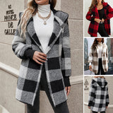 Fleece Plaid Tartan Hooded Teddy Coat