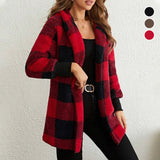 Fleece Plaid Tartan Hooded Teddy Coat
