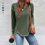 Solid Button Irregular T-Shirt