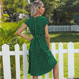 Hilary A line Spot Maxi Dress - Green