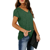Women's Petal Sleeve Casual T-shirts - Green