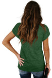 Women's Petal Sleeve Casual T-shirts - Green