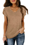 Women's Petal Sleeve Casual T-shirts - Pink