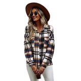 Ladies Chic Long Plaid Shirt Outerwear