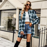 Ladies Chic Long Plaid Shirt Outerwear