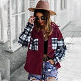 Ladies Patchwork Plaid Shirt Outerwear