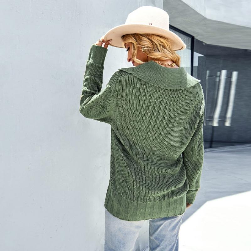 Lapel Long Sleeve Pullover Sweater