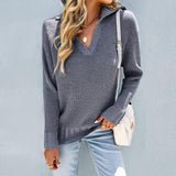 Lapel Long Sleeve Pullover Sweater