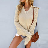 Lapel Long Sleeve Pullover Sweater