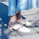 Low Heel Square Toe Mules