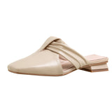 Low Heel Square Toe Mules
