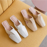 Low Heel Square Toe Mules