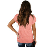 Women's Petal Sleeve Casual T-shirts - Pink
