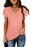 Women's Petal Sleeve Casual T-shirts - Pink