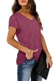Women's Petal Sleeve Casual T-shirts - Purple