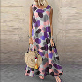 Women's A Line Geometric Pocket Print Dress