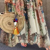 Sleeveless Floral Geometic Print Dress