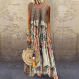 Sleeveless Floral Geometic Print Dress