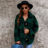 Winter Warm Plush Plaid Coat for Women