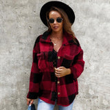 Winter Warm Plush Plaid Coat for Women