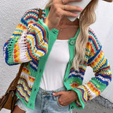 Long Sleeve Rainbow Cut Out Cardigan