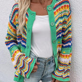 Long Sleeve Rainbow Cut Out Cardigan