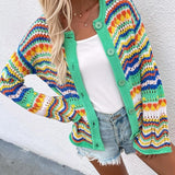Long Sleeve Rainbow Cut Out Cardigan