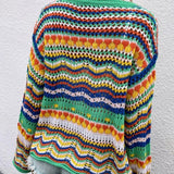 Long Sleeve Rainbow Cut Out Cardigan