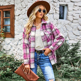 Women's Lapel Plaid Shirt Jacket