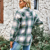 Women's Lapel Plaid Shirt Jacket