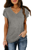 Women's Petal Sleeve Casual T-shirts - Pink