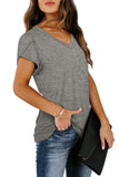 Women's Petal Sleeve Casual T-shirts - Grey