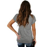 Women's Petal Sleeve Casual T-shirts - Grey