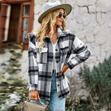 Women's Relaxed Lapel Plaid Coats Outerwear