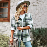 Women's Relaxed Lapel Plaid Coats Outerwear