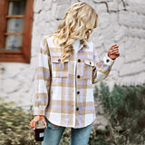 Women's Relaxed Lapel Plaid Coats Outerwear