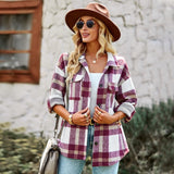 Women's Relaxed Lapel Plaid Coats Outerwear