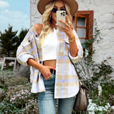 Women's Relaxed Lapel Plaid Coats Outerwear