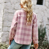 Women's Thick Lapel Button Plaid Blouses