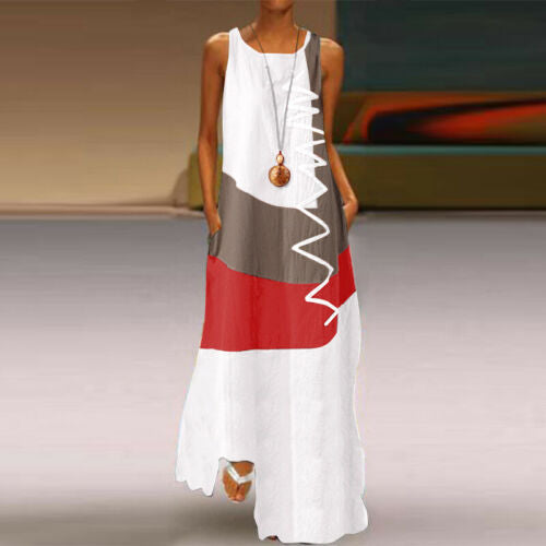 Women's A-Line Dress Print Maxi long Dress
