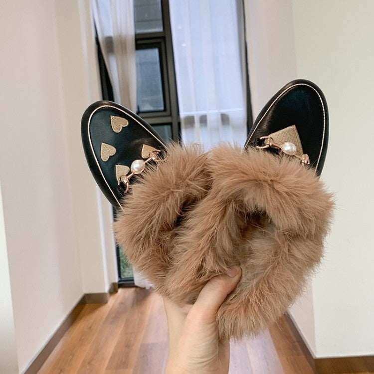 Asymmetric Heart Plush Loafers